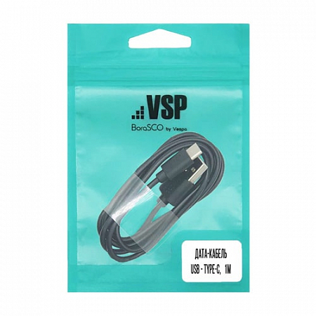 Дата-кабель USB - Type-C 1м Черный BoraSCO VSP